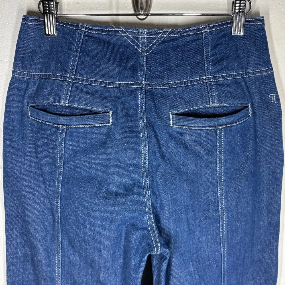 Pilcro Anthropologie Seamed High Rise Wide Leg Jeans Pants Size Petite 27 Dark - Picture 7 of 14